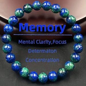 🟢🧠🔵 “MEMORY” BOHEMIAN LAPIS LAZULI BRACELET NATURAL GEMSTONES❗️
